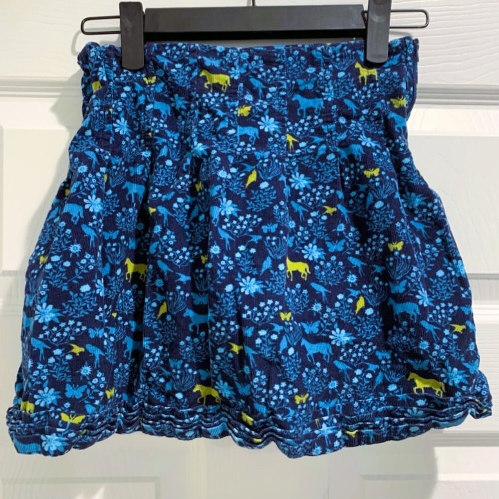 Lands End Kids Blue Horses Corduroy Girls Skort Skirt Size 8 Adjustable Waist